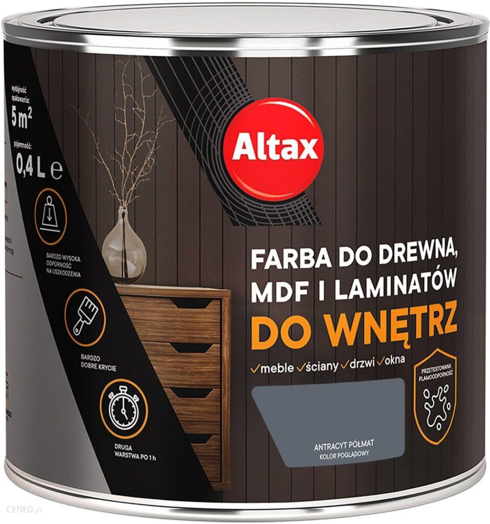 Altax Farba Do Drewna Do Wnętrz Antracyt 400 Ml Altax Farba Do Drewna Do Wnętrz Antracyt 400 Ml