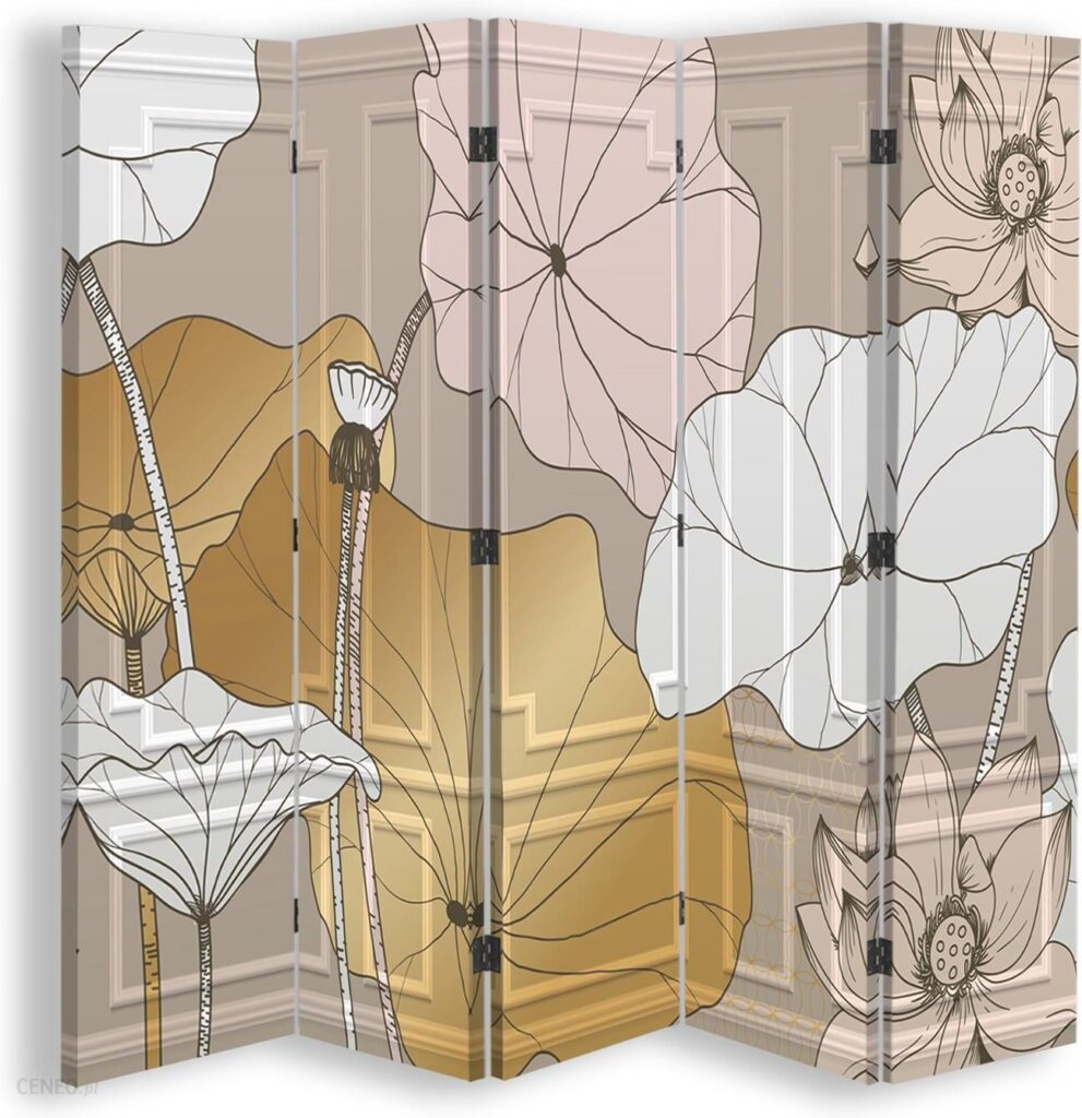 Carogroup Parawan dwustronny, Kwiaty vintage – 180×170 (PAR5CZ2SM_15827180X170)