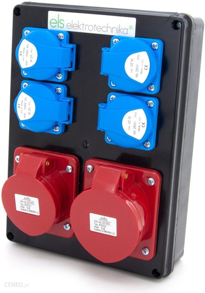 Els Elektrotechnika Rozdzielnica budowlana 32A/5 + 16A/5 + 4*GS 230V, obudowa stacjonarna czarna, ELS Elektrotechnika, N411C