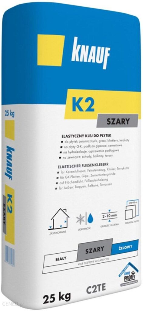 Knauf Elastyczny Klej Do Płytek K2 Szary 25kg