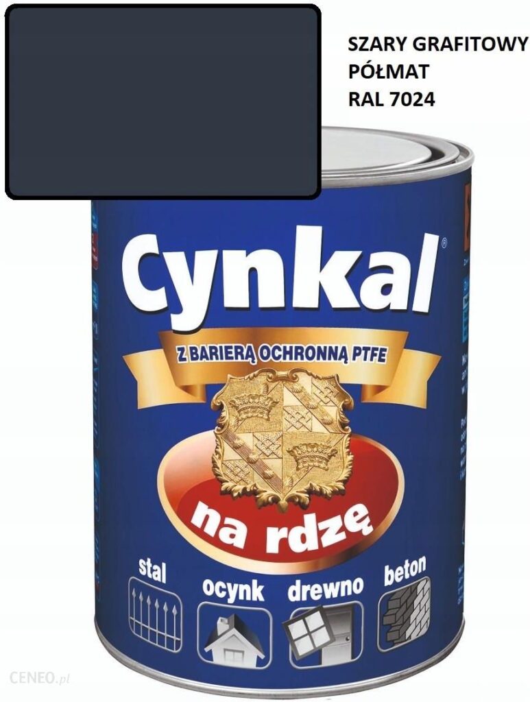 Malexim Farba Uniwersalna Cynkal 10L Grafit Półmat 7024