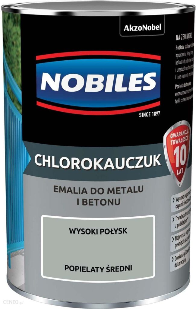 Nobiles Emalia Chlorokauczuk Popielaty Średni 900 Ml