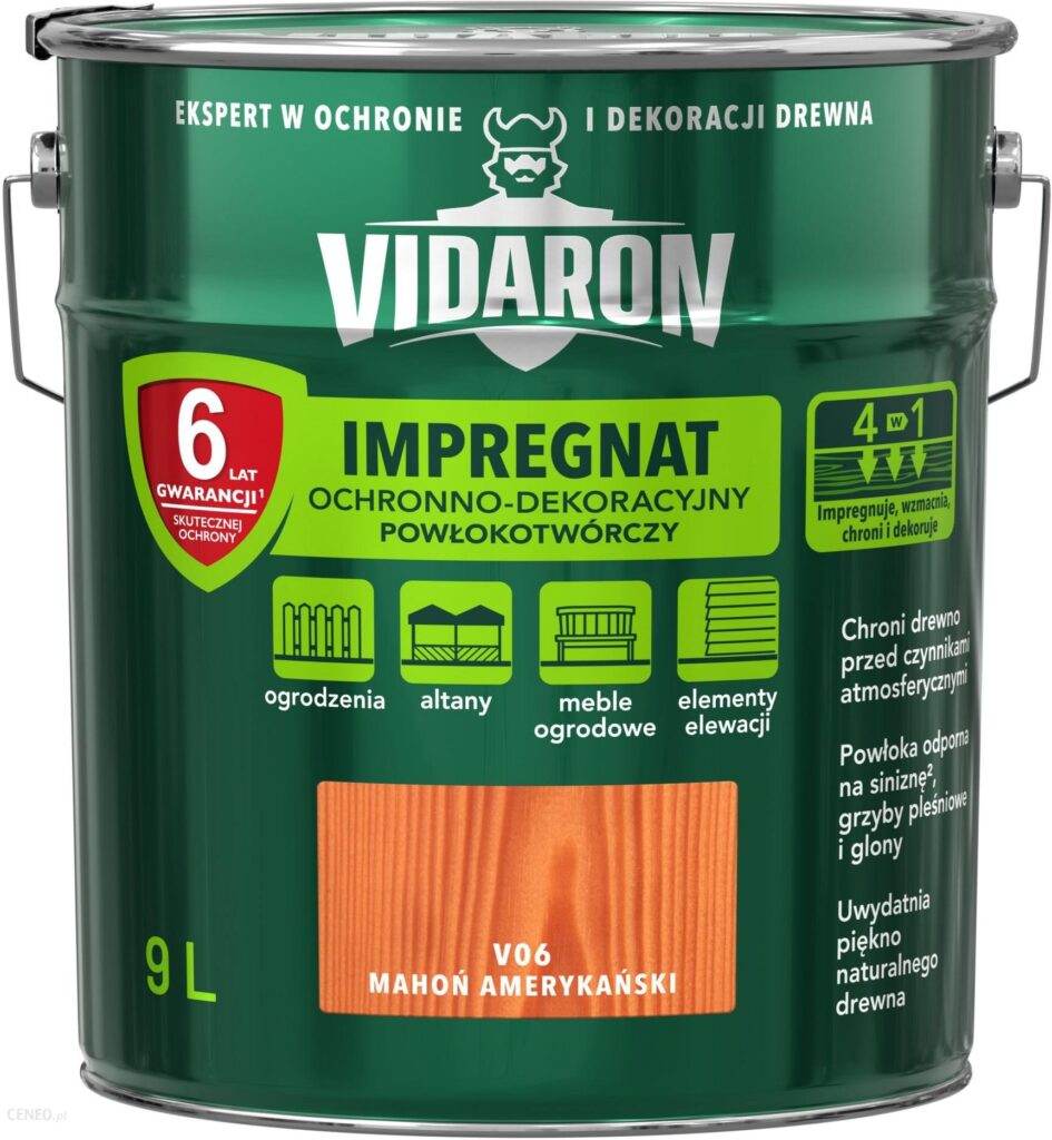 Vidaron Impregnat Ochronno-Dekoracyjny Powłokotwórczy V06 mahoń amerykański 9L Vidaron Impregnat Ochronno-Dekoracyjny Powłokotwórczy V06 mahoń amerykański 9L
