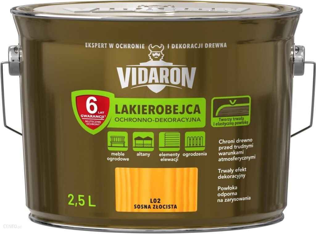 VIDARON Lakierobejca Ochronno-Dekoracyjna L02 Sosna Złocista 2,5 L