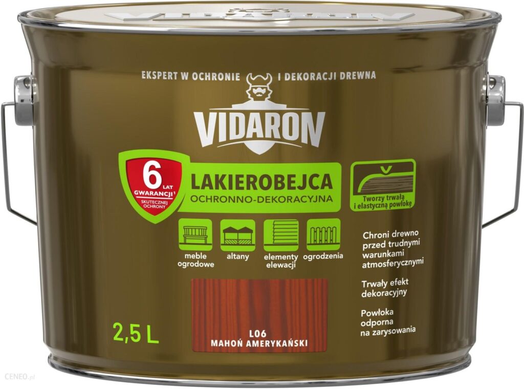 Vidaron Lakierobejca Ochronno Dekoracyjna L06 Mahoń Amerykański 2,5L Vidaron Lakierobejca Ochronno Dekoracyjna L06 Mahoń Amerykański 2,5L