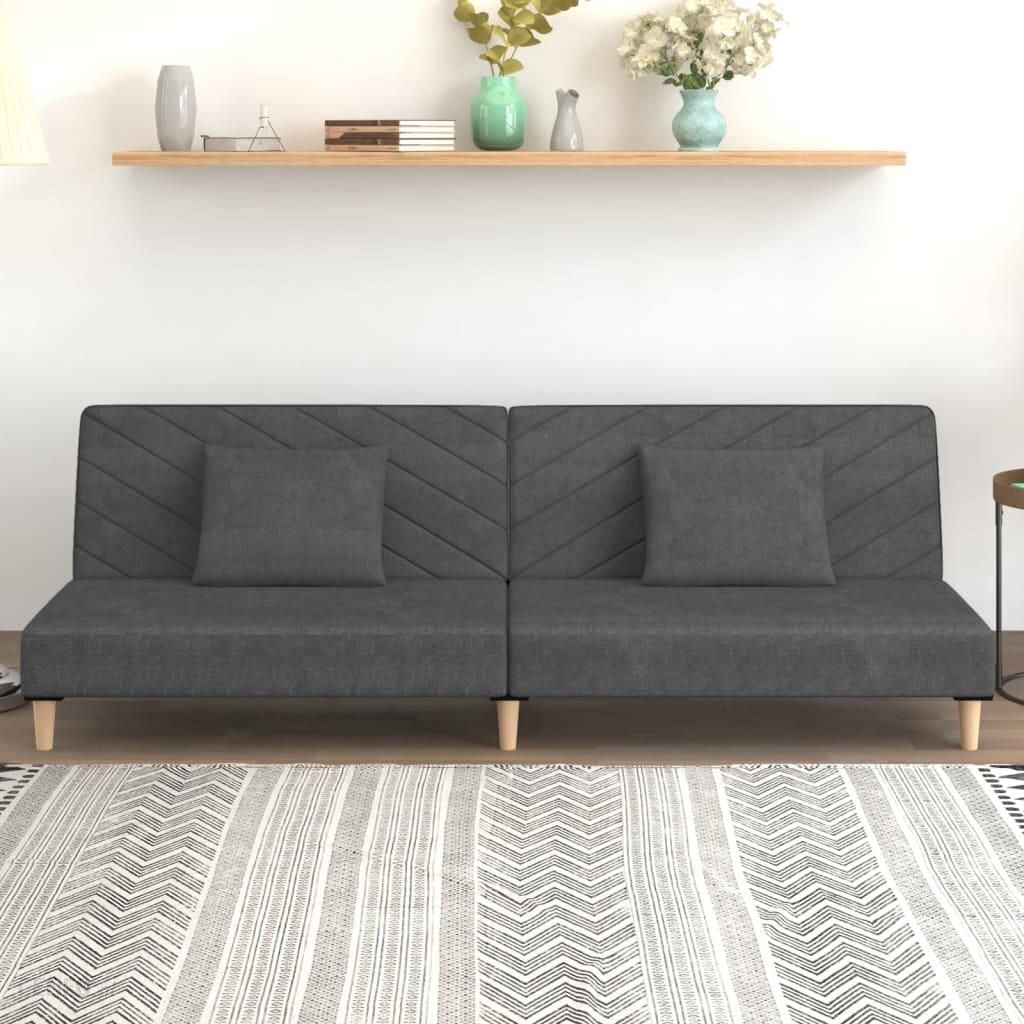 Vidaxl 2 Osobowa Sofa Poduszki Ciemnoszara Tapicerowana Tkaniną 337593