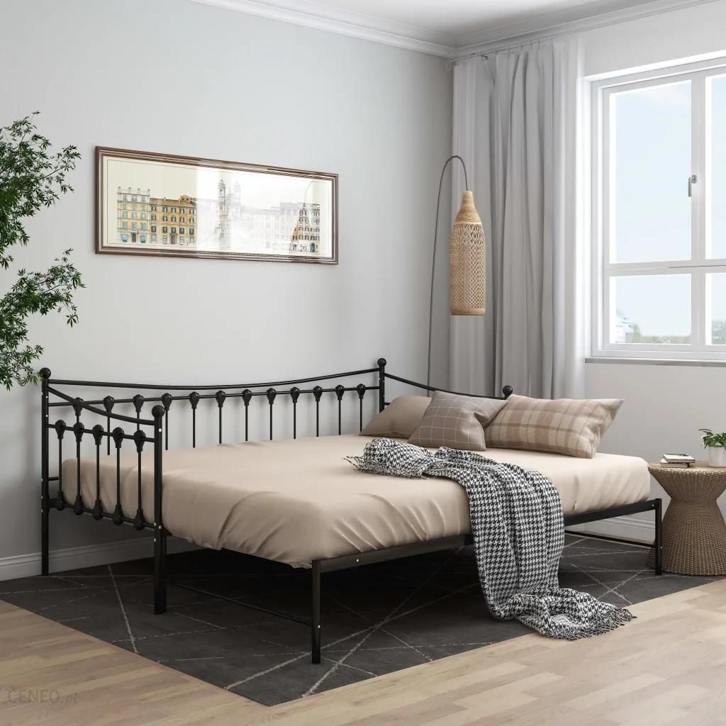 Vidaxl Sofa Z Wysuwaną Ramą Łóżka, Czarna, Metalowa, 90X200 Cm 324758