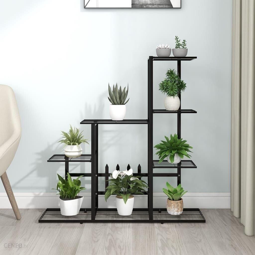 Vidaxl Stojak Na Kwiaty 94,5x25x88cm Czarny Metalowy