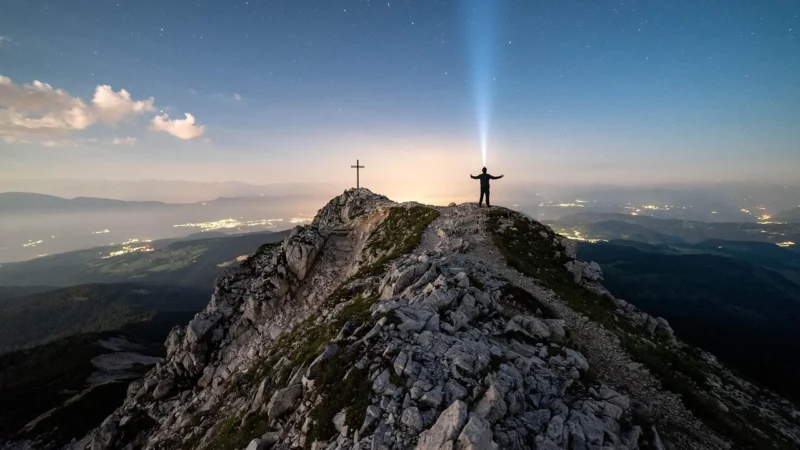 Neo Czapka Z Latarką Led Czarno-Szaro-Pomarańczowa Warm